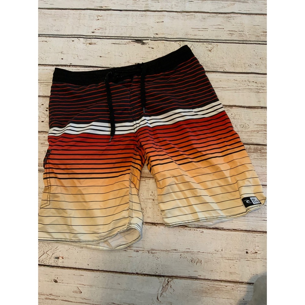 Rip Curl Mens Board Shorts Size 34 Sunset Gradient Striped Swim Trunks